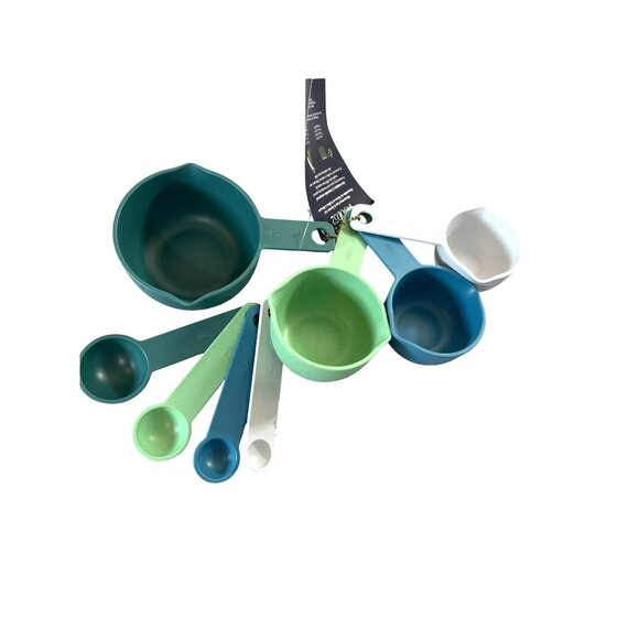FOOD52 Womens Measuring Cups & Spoons Set Green/Blue/White New - Picture 1 of 6